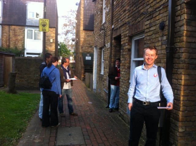 Stephen Beer canvassing in Ova