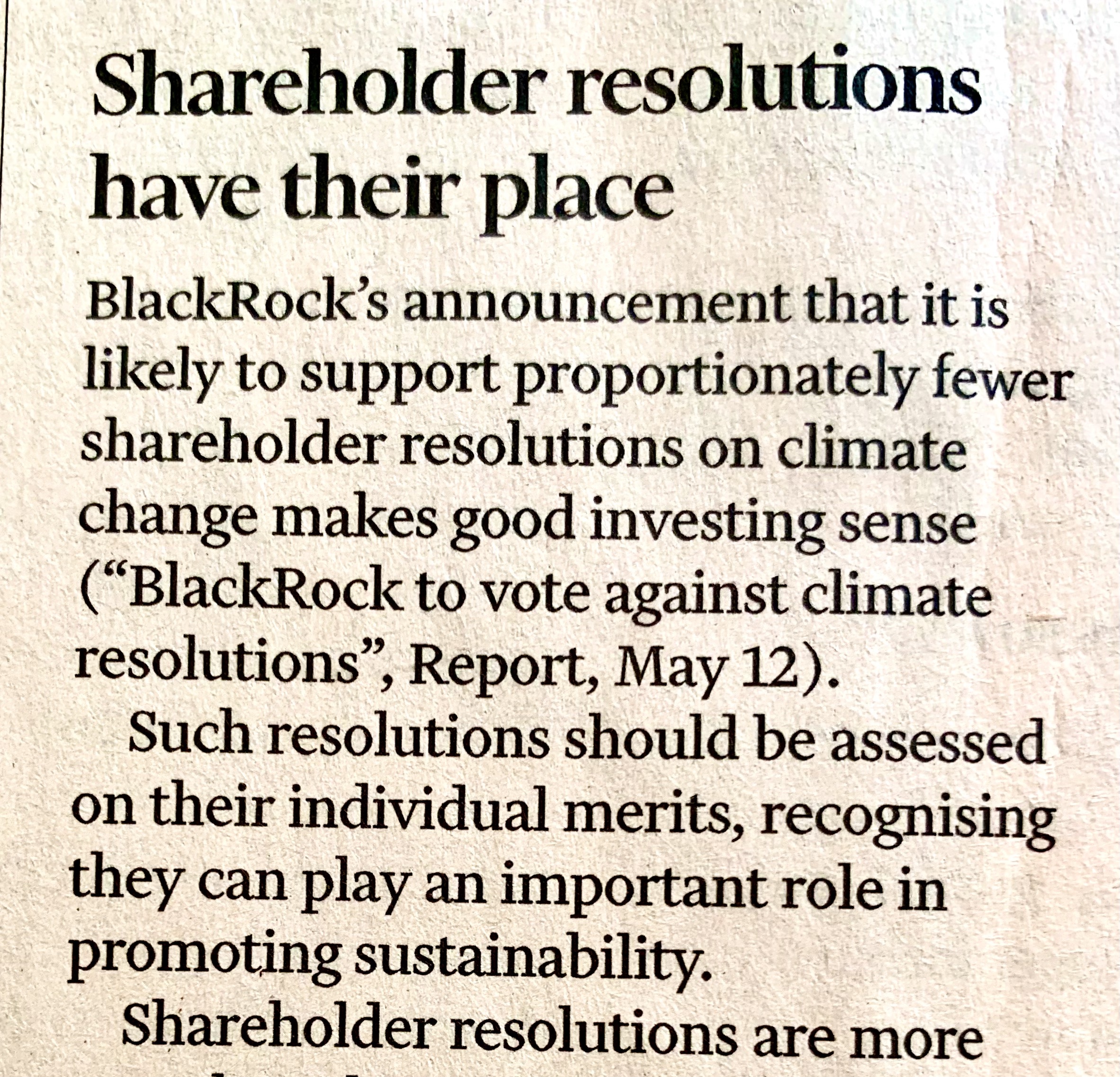 Shareholder resolutions have their place